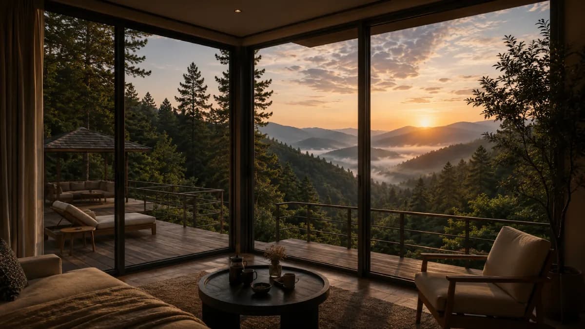 Mountain sunrise viewed from Tea Tops Hideaway